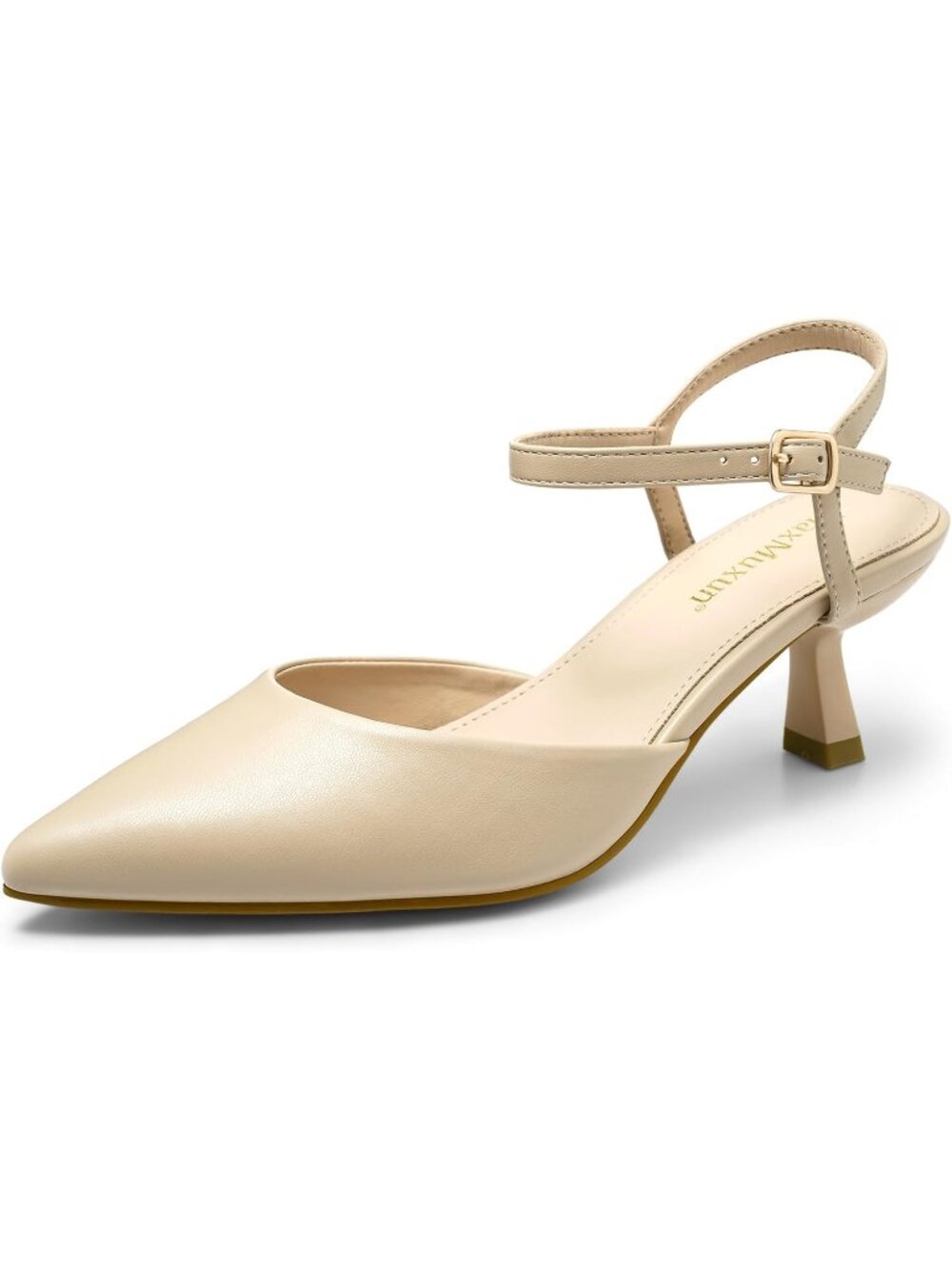 Women's Nude Kitten Heels 2.7 Inch Pointed Toe Pumps Shoes Party Dress Shoes